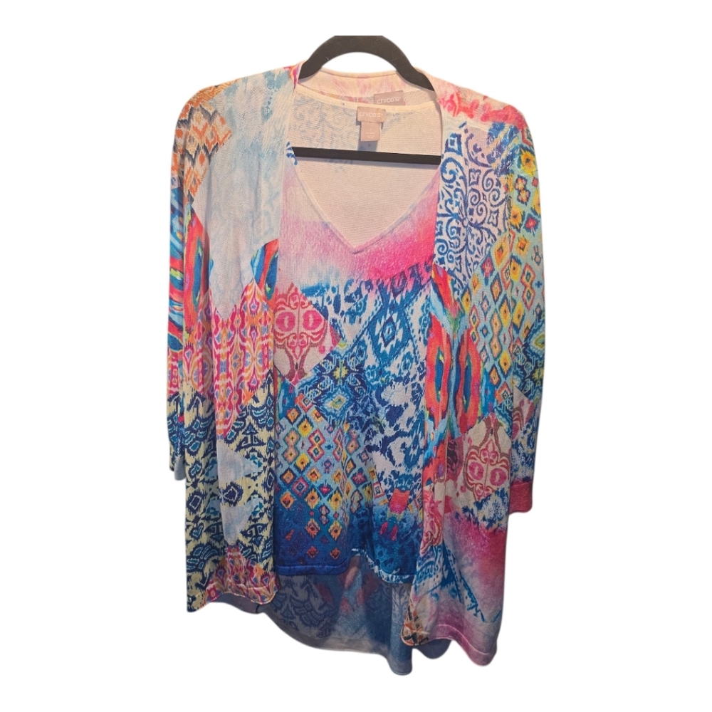 Chico's Sz. Large Colorful Sweater Set